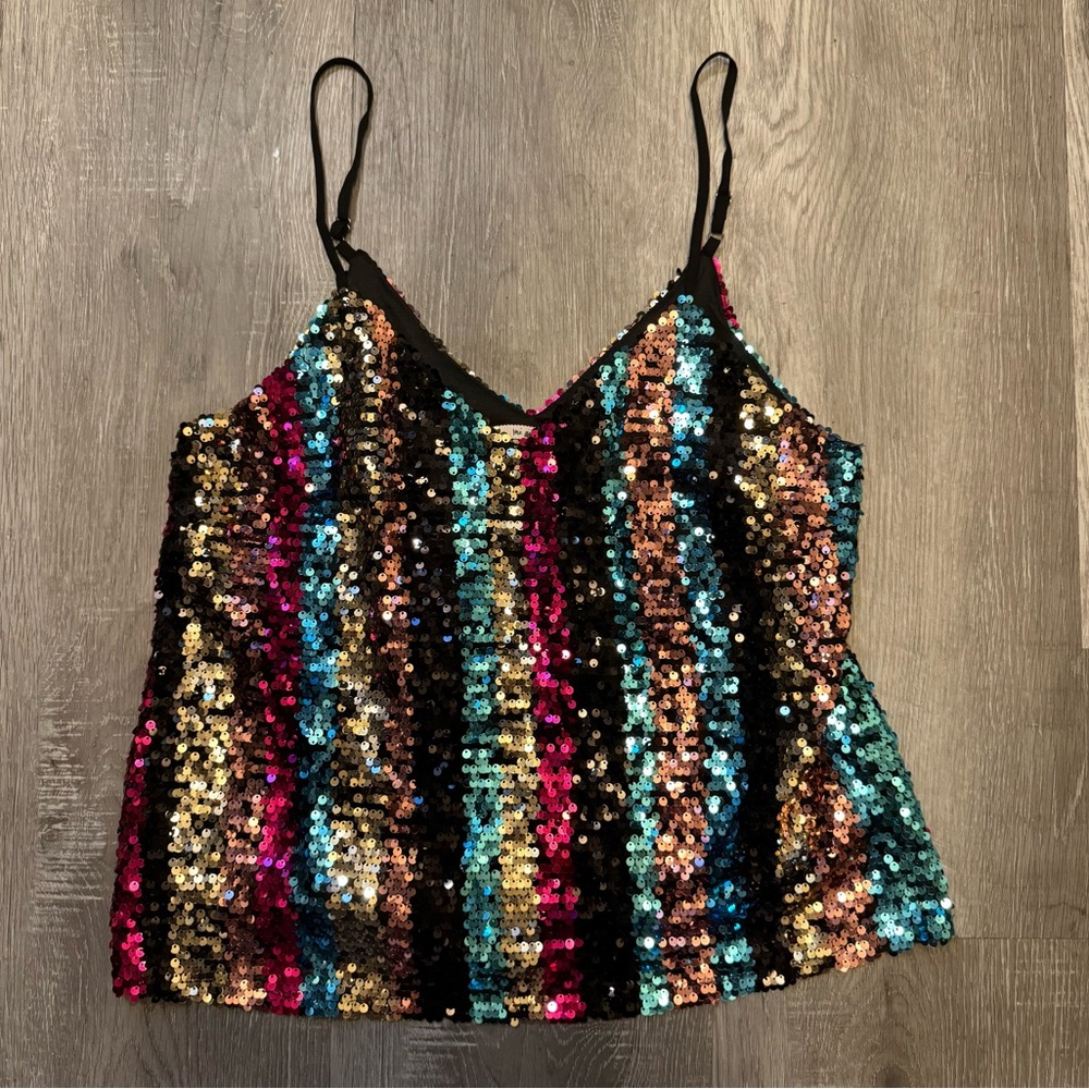 Francesca’s Mi Ami NWT Glitter Stripe Tank